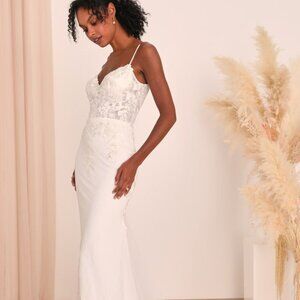 Lulus Everlasting Affection White Lace Backless Mermaid Maxi Dress - Size 4